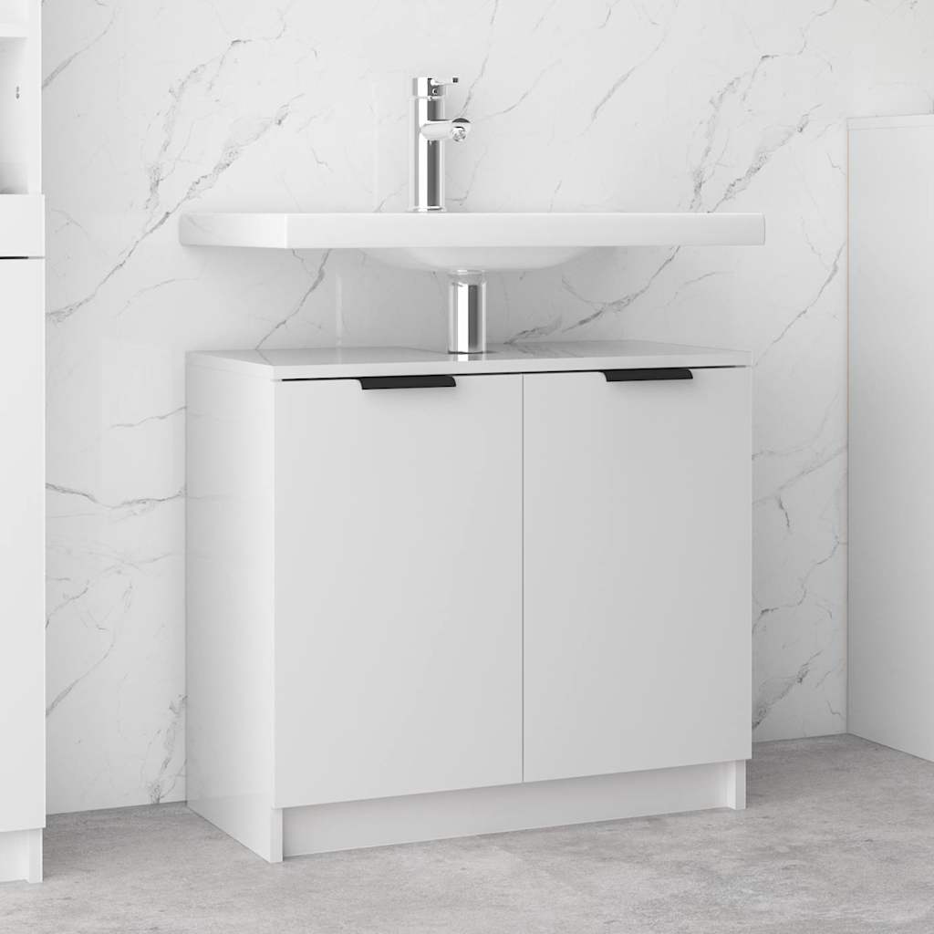 Mobile da Bagno Bianco Lucido 64,5x33,5x59 cm Legno Multistrato