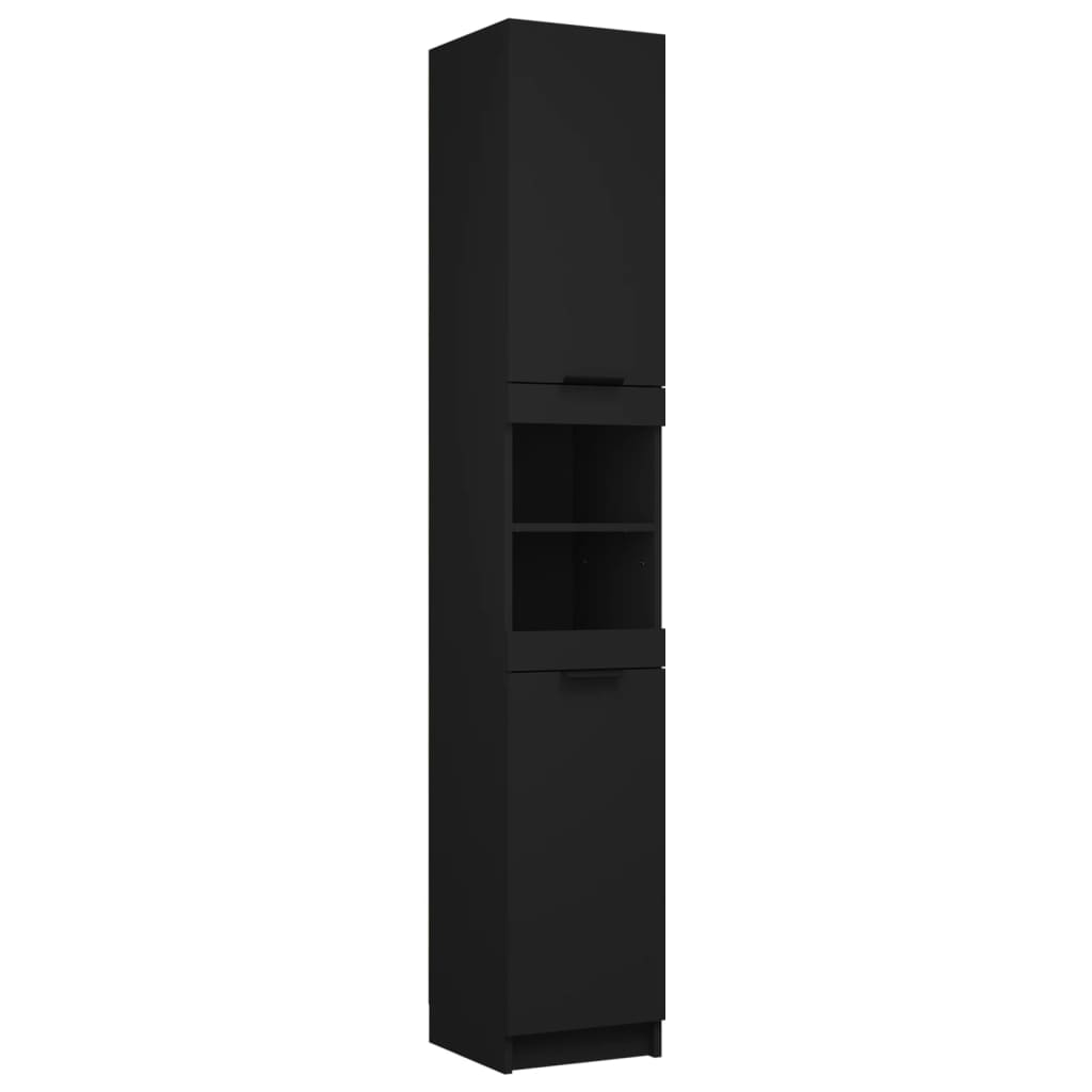 Armadietto da Bagno Nero 32x34x188,5 cm in Legno Multistrato