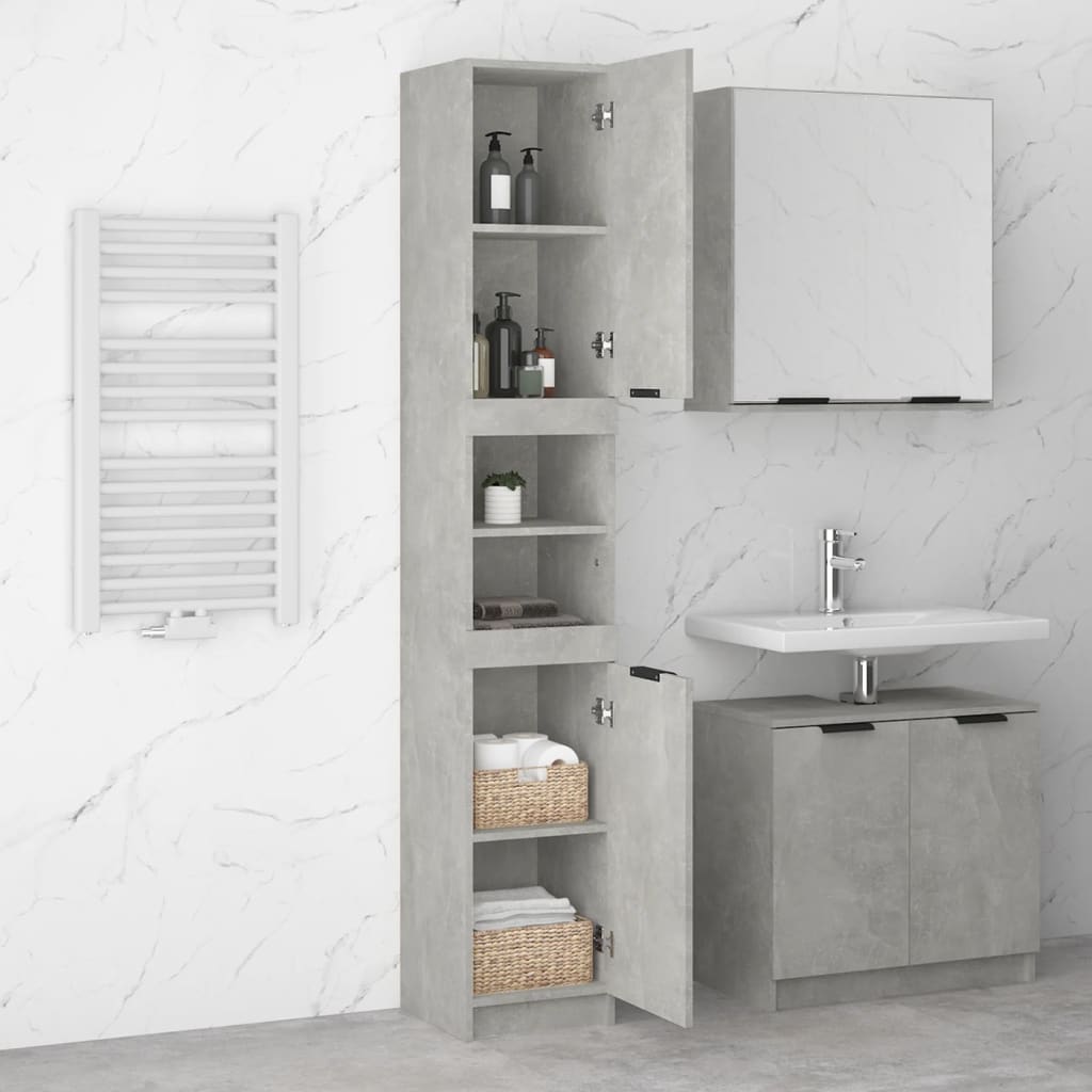 Mobile da Bagno Grigio Cemento 32x34x188,5 cm Legno Multistrato