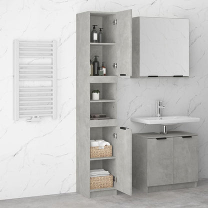 Mobile da Bagno Grigio Cemento 32x34x188,5 cm Legno Multistrato