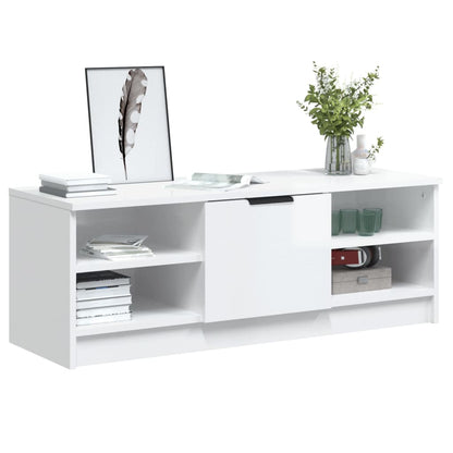 Mobile Porta TV Bianco Lucido 102x35,5x36,5cm Legno Multistrato