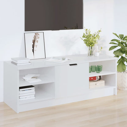 Mobile Porta TV Bianco Lucido 102x35,5x36,5cm Legno Multistrato