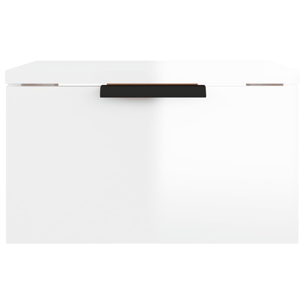 Comodino a Muro Bianco Lucido 34x30x20 cm