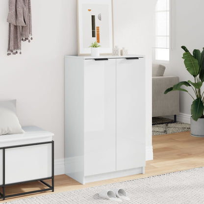 Scarpiera Bianco Lucido 59x35x100 cm in Legno Multistrato