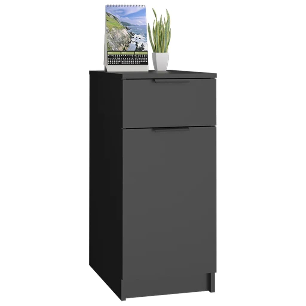 Armadietto da Scrivania Nero 33,5x50x75 cm in Legno Multistrato