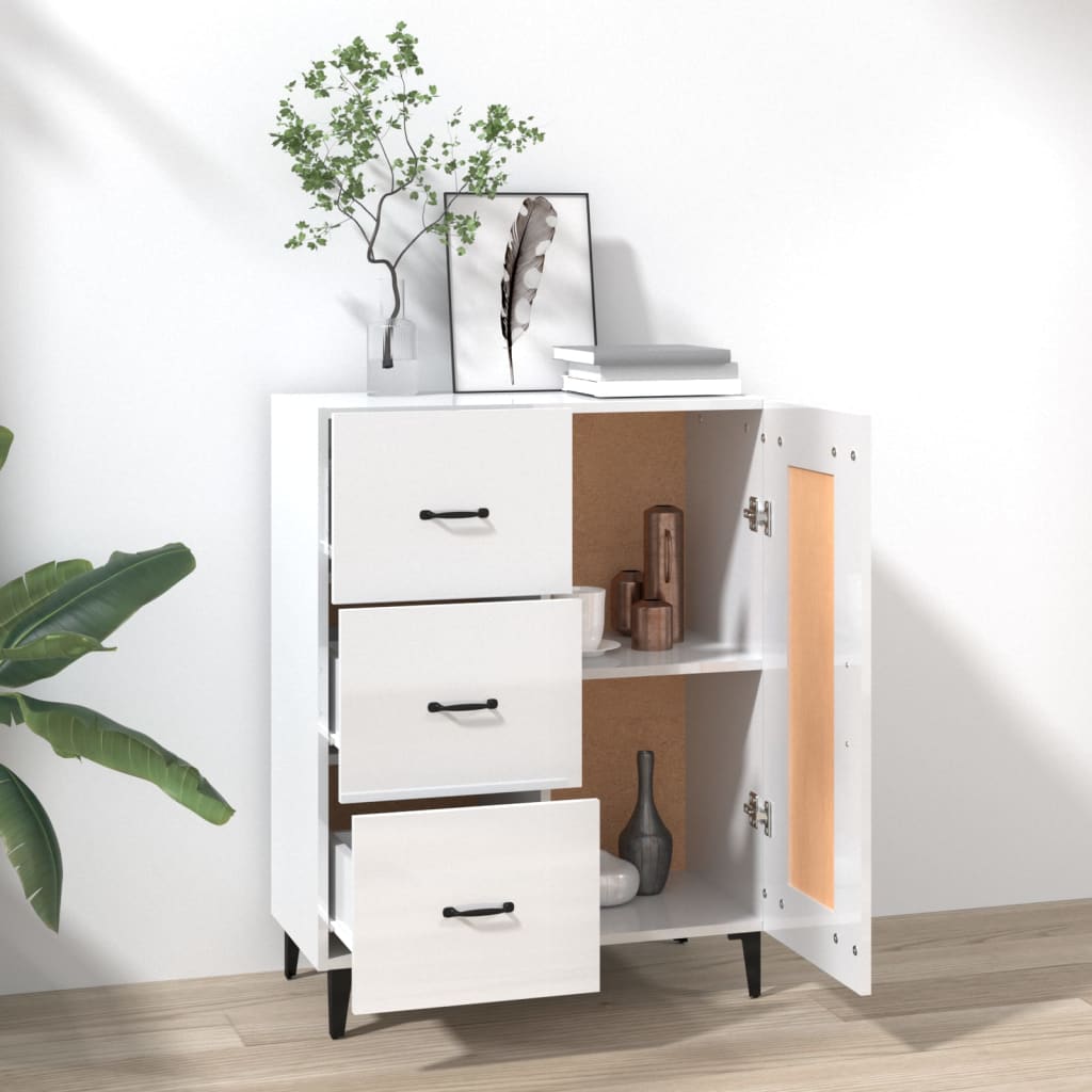 Credenza 69,5x34x90 cm in Legno Multistrato Bianco Lucido