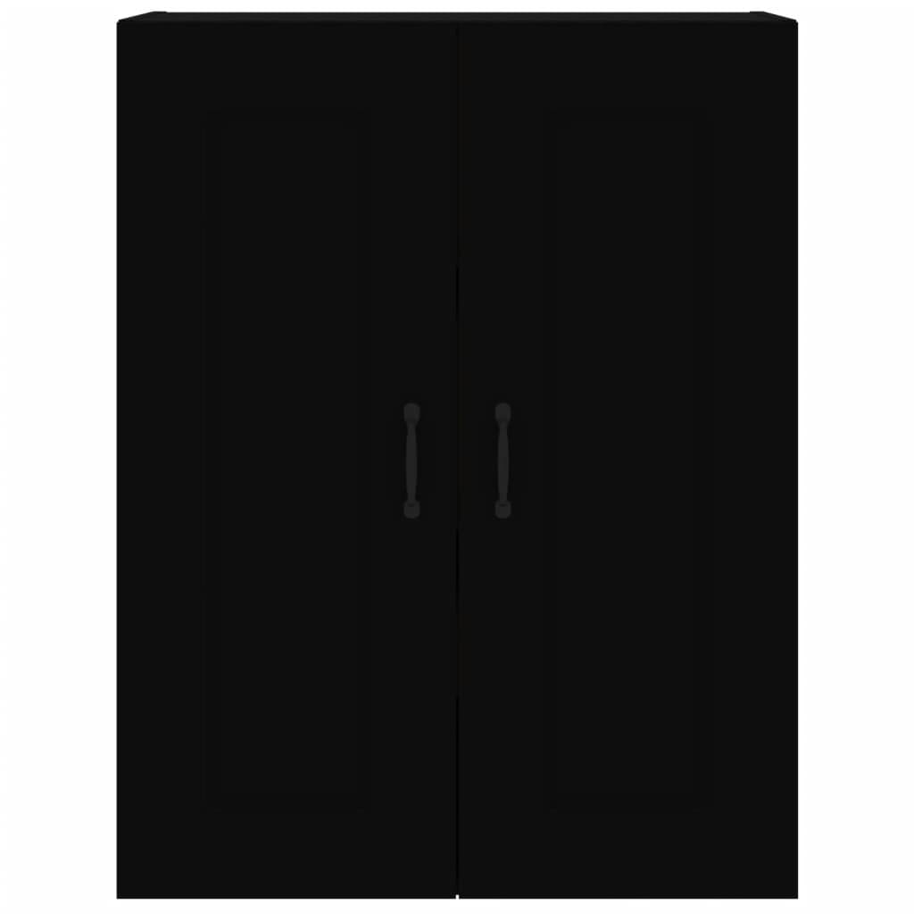Armadietto Pensile a Parete Nero 69,5x32,5x90 cm