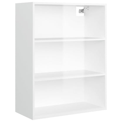 Armadietto Pensile a Parete Bianco Lucido 69,5x32,5x90 cm