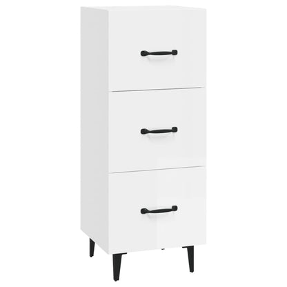Credenza Bianco Lucido 34,5x34x90 cm in Legno Multistrato