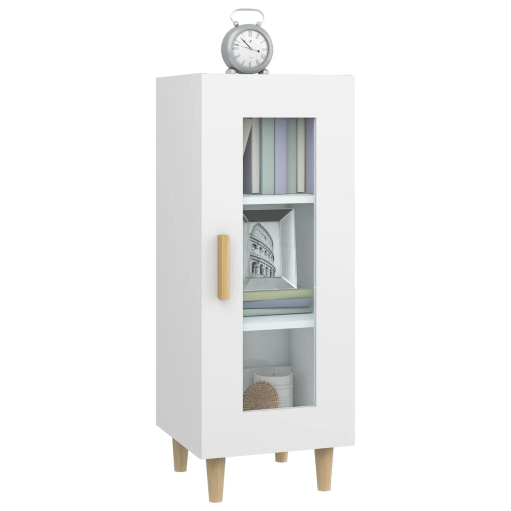 Credenza Bianco Lucido 34,5x34x90 cm in Legno Multistrato