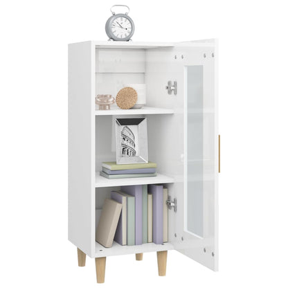 Credenza Bianco Lucido 34,5x34x90 cm in Legno Multistrato