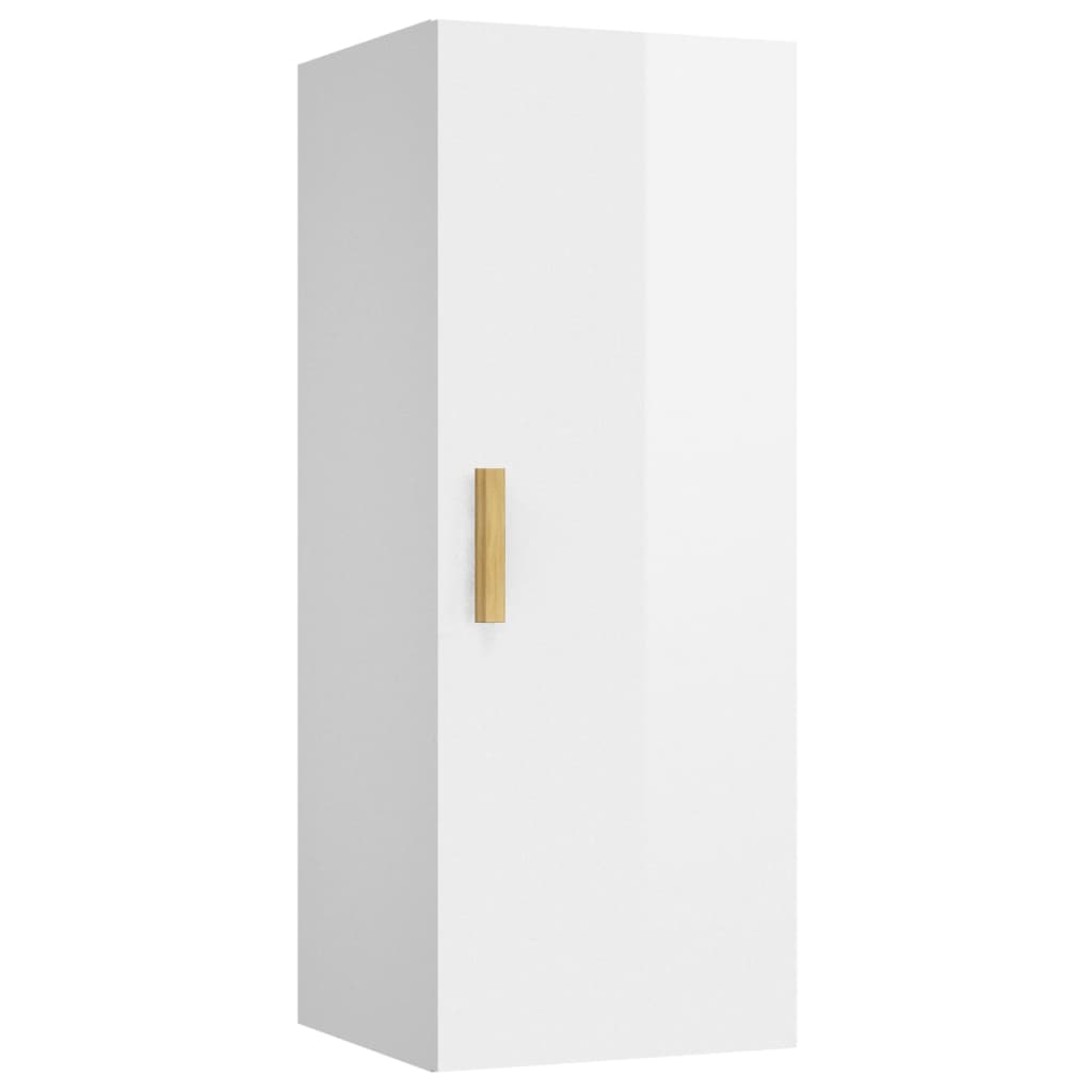 Mobile Parete Bianco Lucido 34,5x34x90 cm in Legno Multistrato