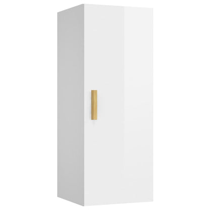 Mobile Parete Bianco Lucido 34,5x34x90 cm in Legno Multistrato