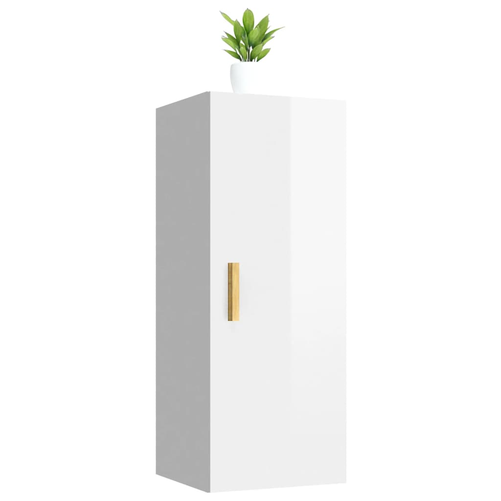 Mobile Parete Bianco Lucido 34,5x34x90 cm in Legno Multistrato