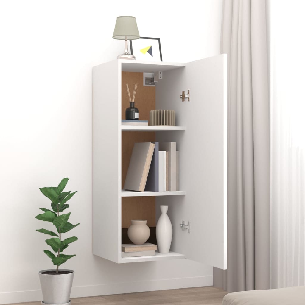 Armadietto Pensile a Muro Bianco 34,5x34x90cm Legno Multistrato