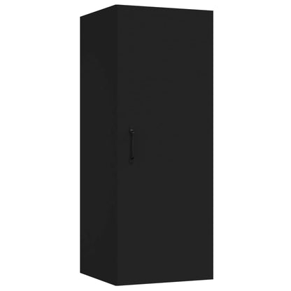 Armadietto Pensile a Muro Nero 34,5x34x90 cm Legno Multistrato