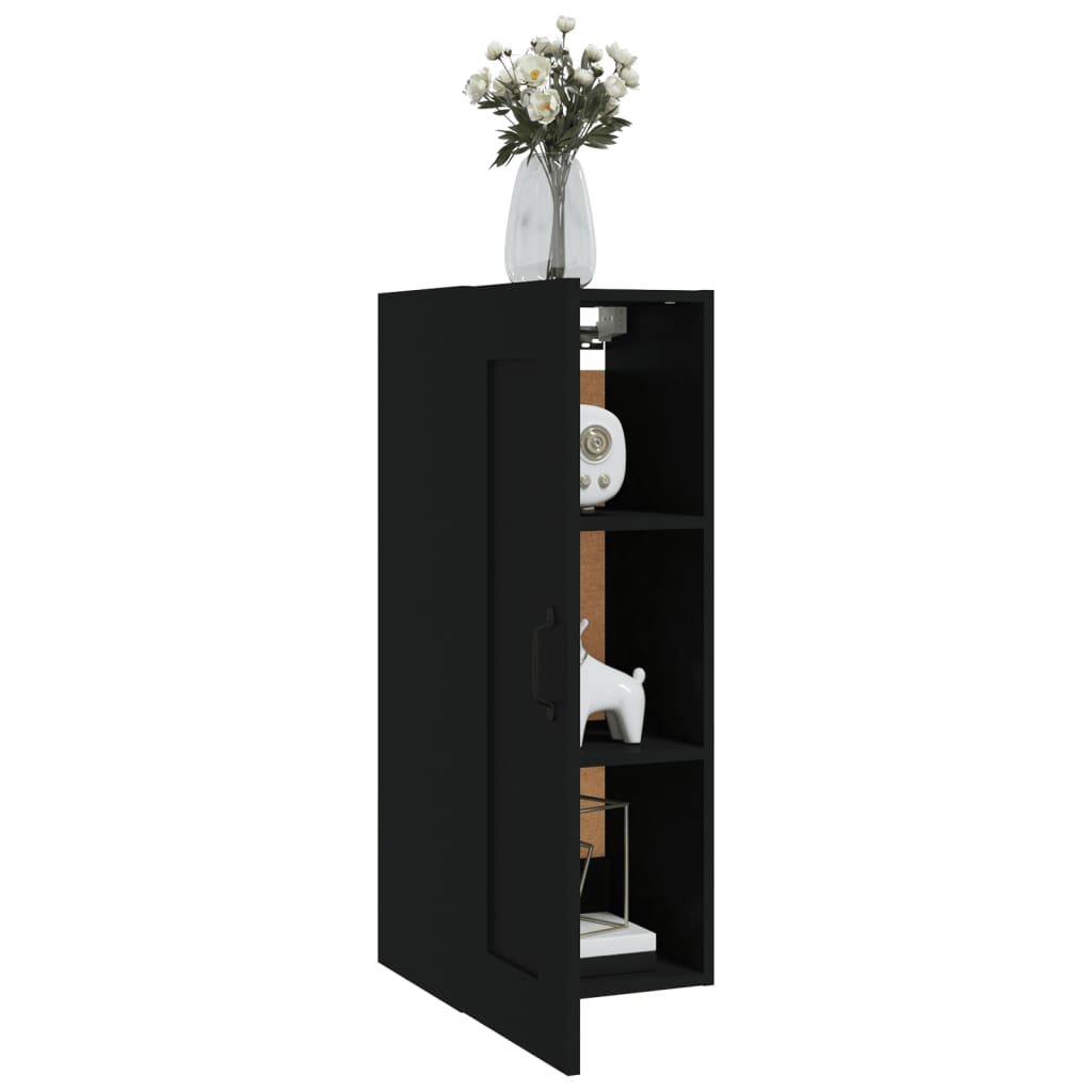 Armadietto a Muro Nero 35x34x90 cm in Legno Multistrato