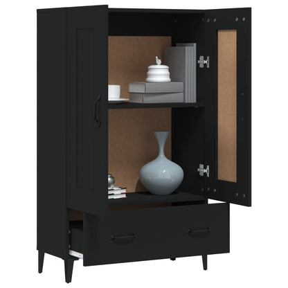 Credenza Nera 70x31x115 cm in Legno Multistrato