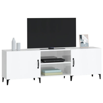 Mobile Porta TV Bianco Lucido 150x30x50 cm in Legno Multistrato