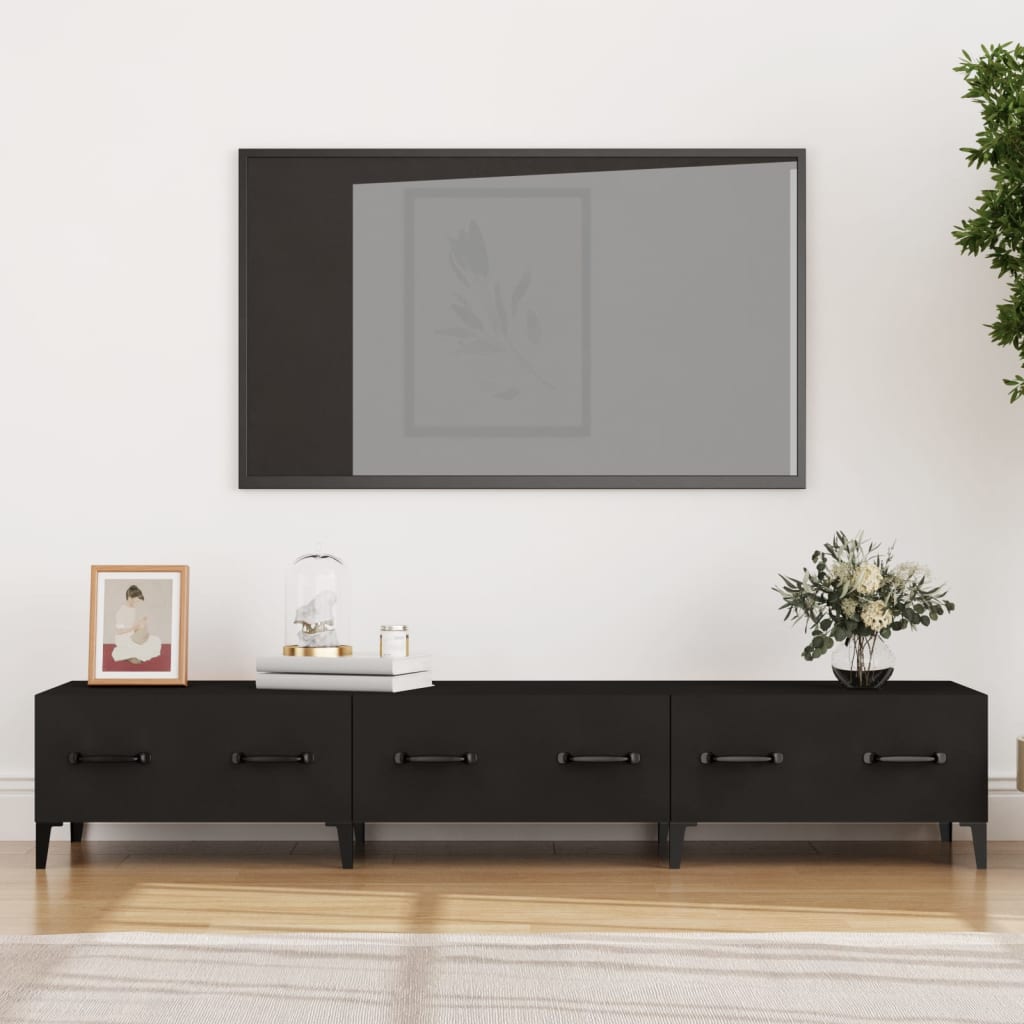 Mobile Porta TV Nero 150x34,5x30 cm in Legno Multistrato