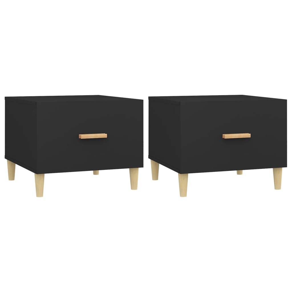 Tavolini da Salotto 2 pz Neri 50x50x40 cm in Legno Multistrato