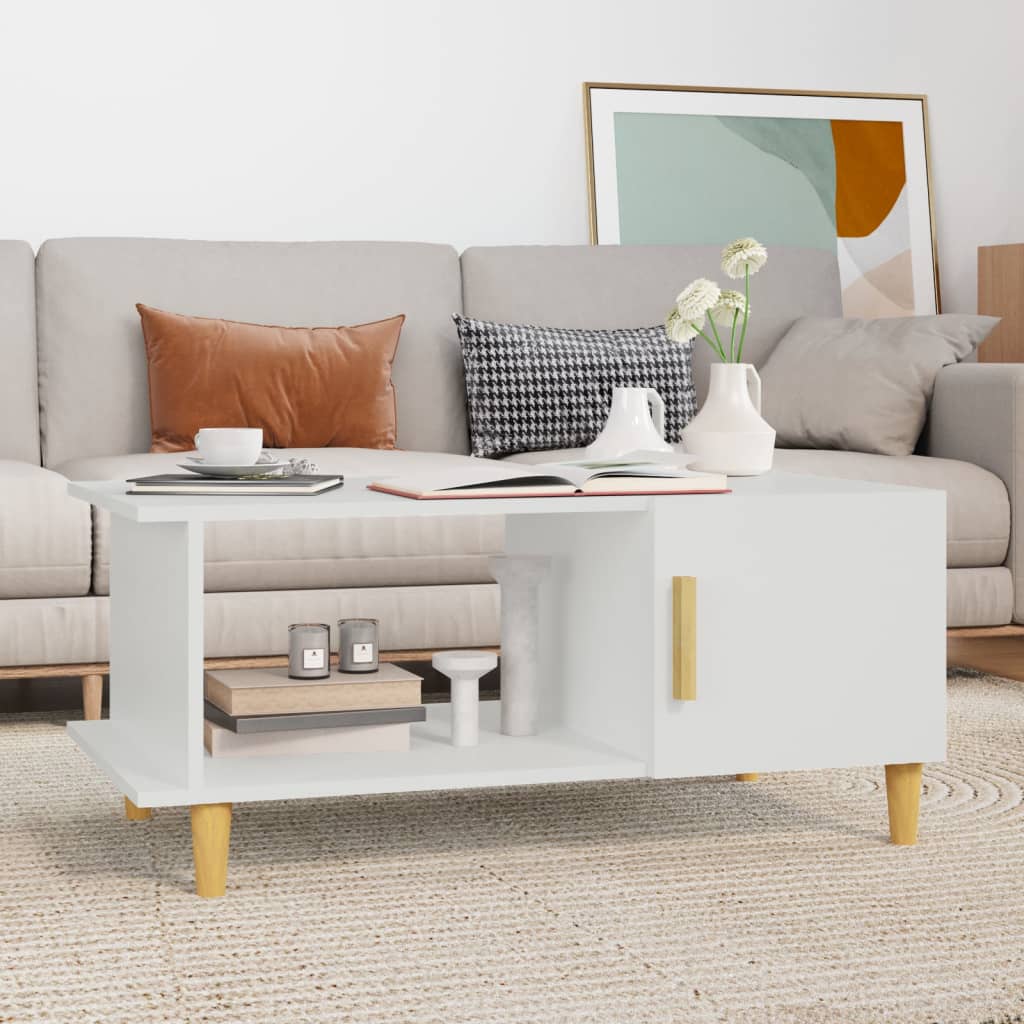 Tavolino da Salotto Bianco 90x50x40 cm in Legno Multistrato