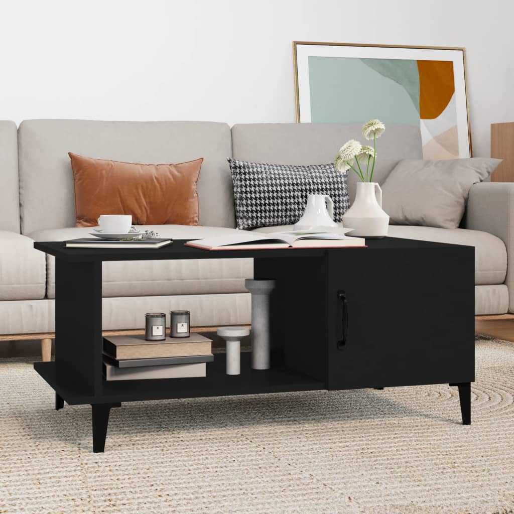 Tavolino da Salotto Nero 90x50x40 cm in Legno Multistrato