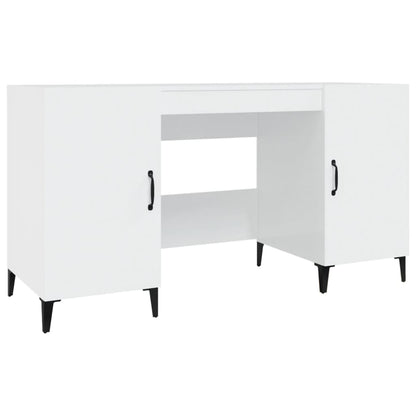Scrivania Bianco Lucido 140x50x75 cm in Legno Multistrato