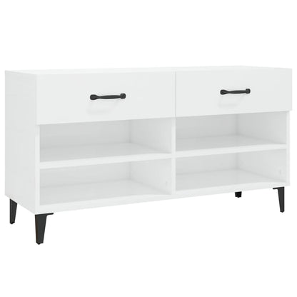 Scarpiera Bianco Lucido 102x35x55 cm in Legno Multistrato