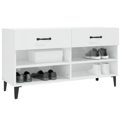 Scarpiera Bianco Lucido 102x35x55 cm in Legno Multistrato