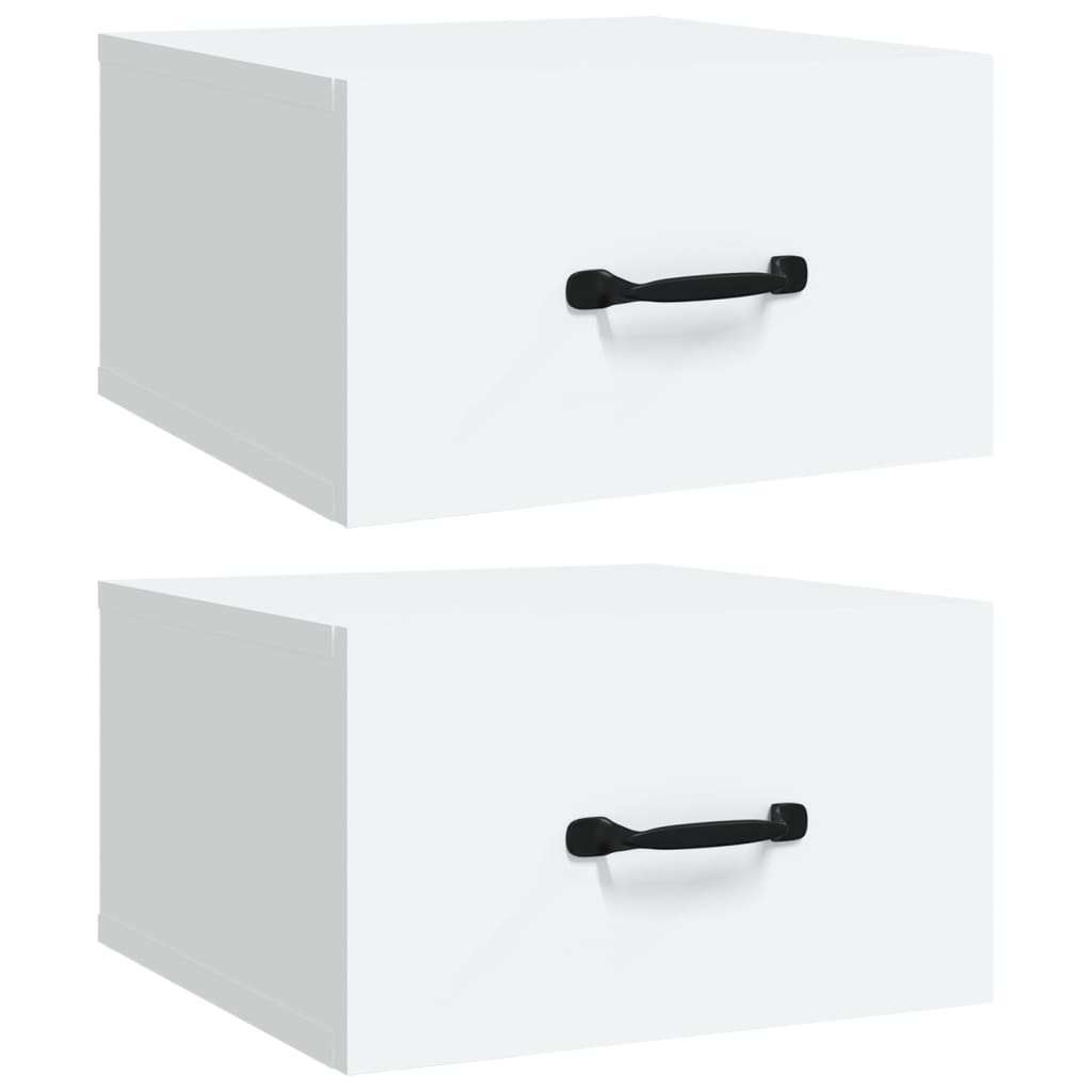 Comodini a Muro 2 pz Bianchi 35x35x20 cm