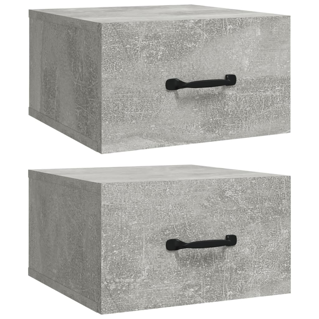 Comodini a Muro 2 pz Grigio Cemento 35x35x20 cm