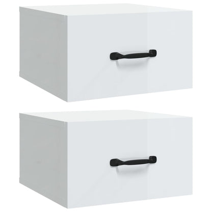 Comodini a Muro 2 pz Bianco Lucido 35x35x20 cm