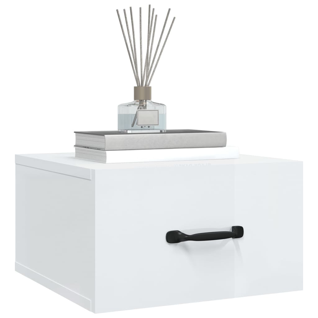 Comodini a Muro 2 pz Bianco Lucido 35x35x20 cm