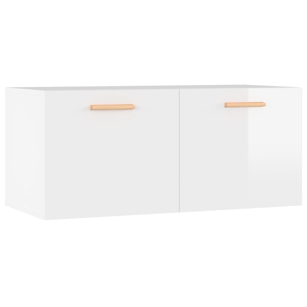 Armadietto a Muro Bianco Lucido 80x36x50 cm Legno Multistrato