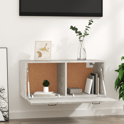 Mobile a Parete Grigio Cemento 80x36,5x35 cm Legno Multistrato