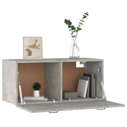 Mobile a Parete Grigio Cemento 80x36,5x35 cm Legno Multistrato