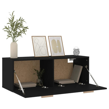 Mobile Pensile Nero 100x36,5x35 cm Legno Multistrato