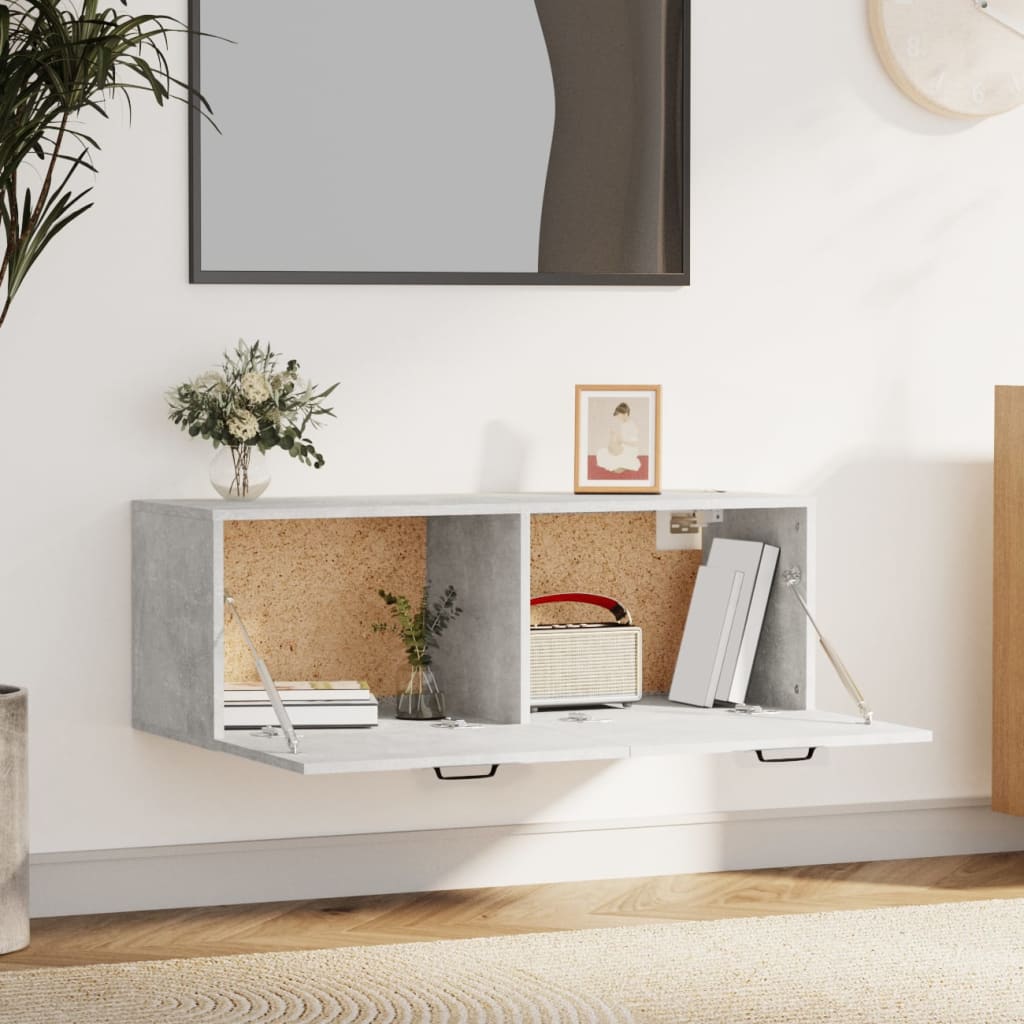 Mobile Pensile Grigio Cemento 100x36,5x35 cm Legno Multistrato