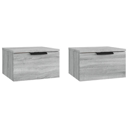 Comodini a Muro 2 pz Grigio Sonoma 34x30x20 cm