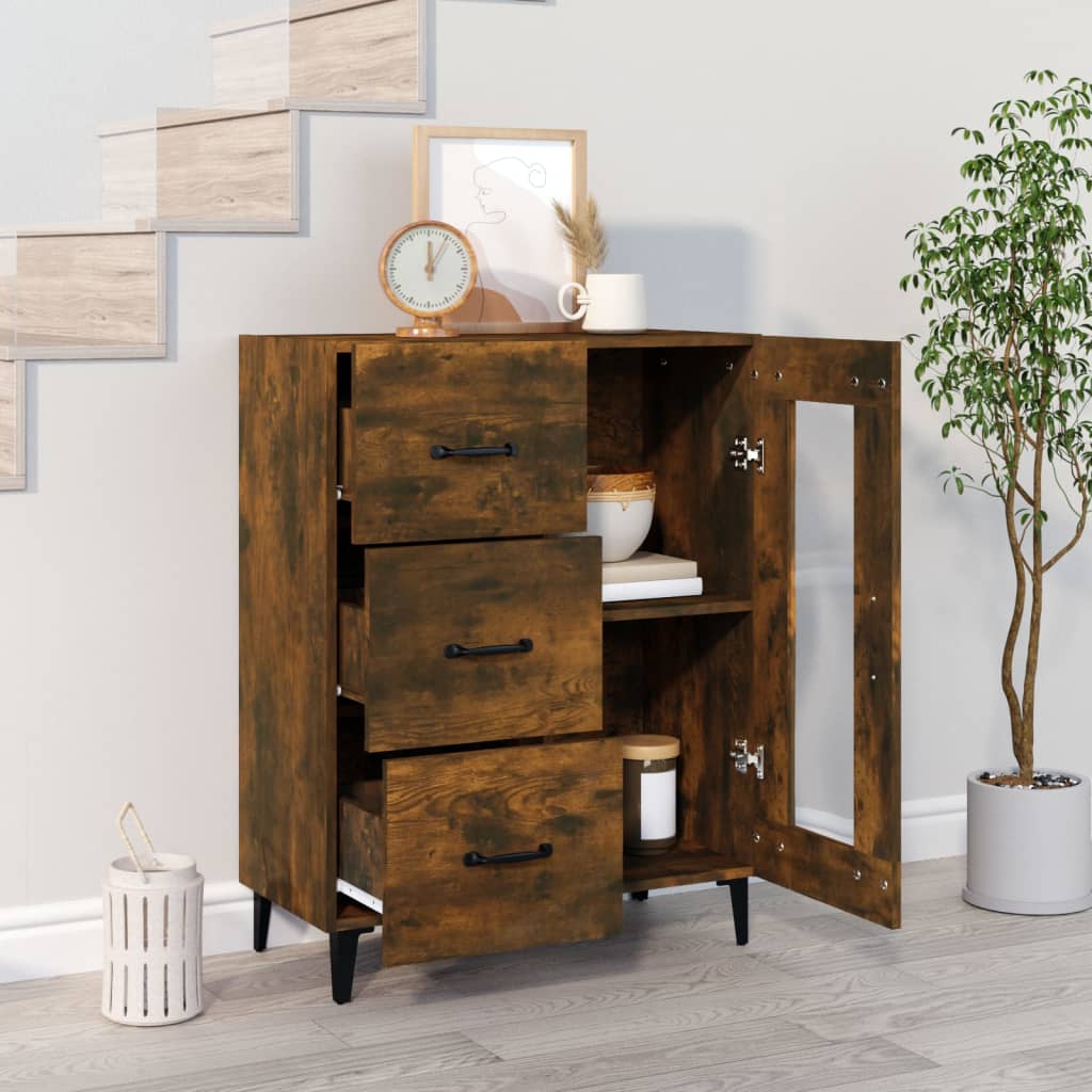 Credenza Rovere Fumo 69,5x34x90 cm in Legno Multistrato