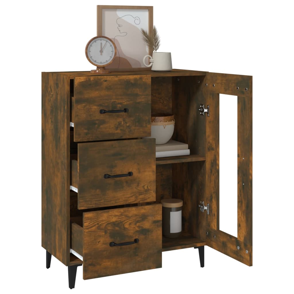 Credenza Rovere Fumo 69,5x34x90 cm in Legno Multistrato
