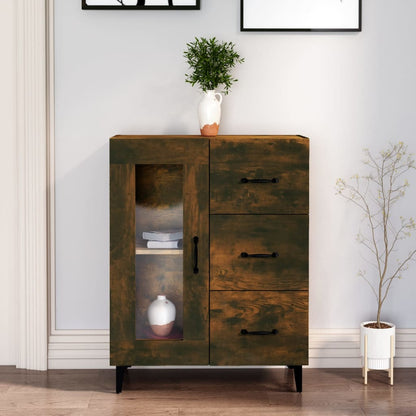 Credenza Rovere Fumo 69,5x34x90 cm in Legno Multistrato