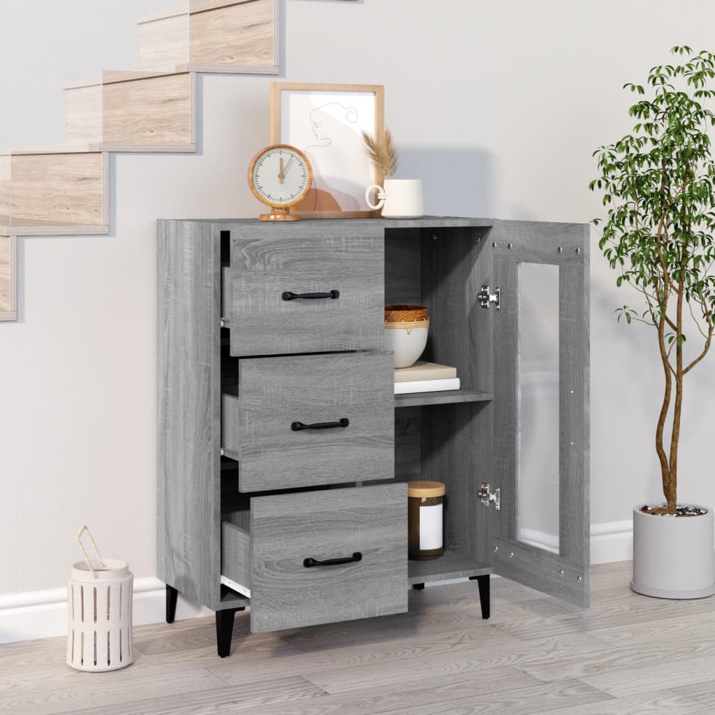 Credenza Grigio Sonoma 69,5x34x90 cm in Legno Multistrato