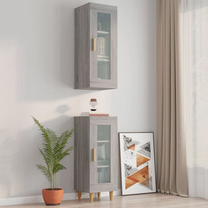 Armadietto Pensile a Parete Grigio Sonoma 34,5x34x90 cm