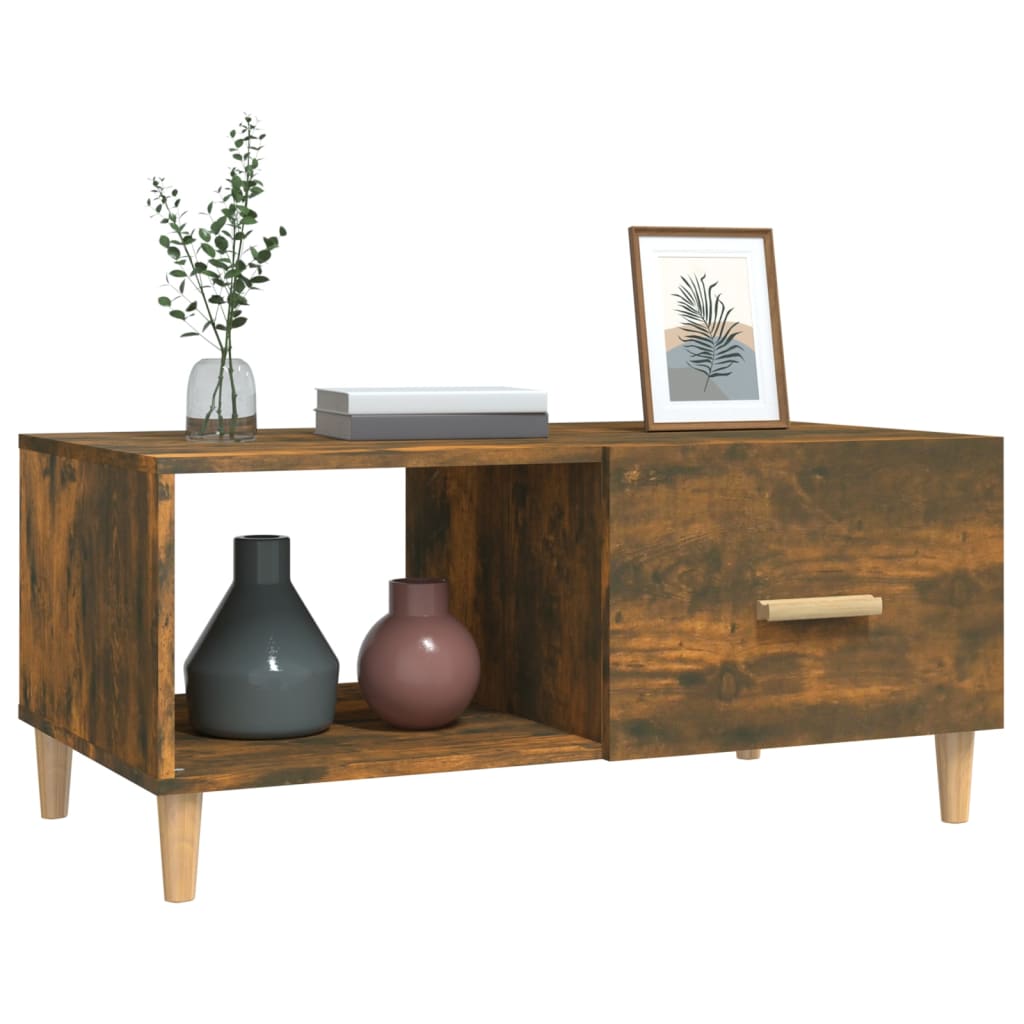 Tavolino da Salotto Rovere Fumo 89,5x50x40 cm Legno Multistrato