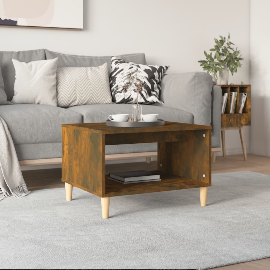 Tavolino da Salotto Rovere Fumo 60x50x40cm in Legno Multistrato