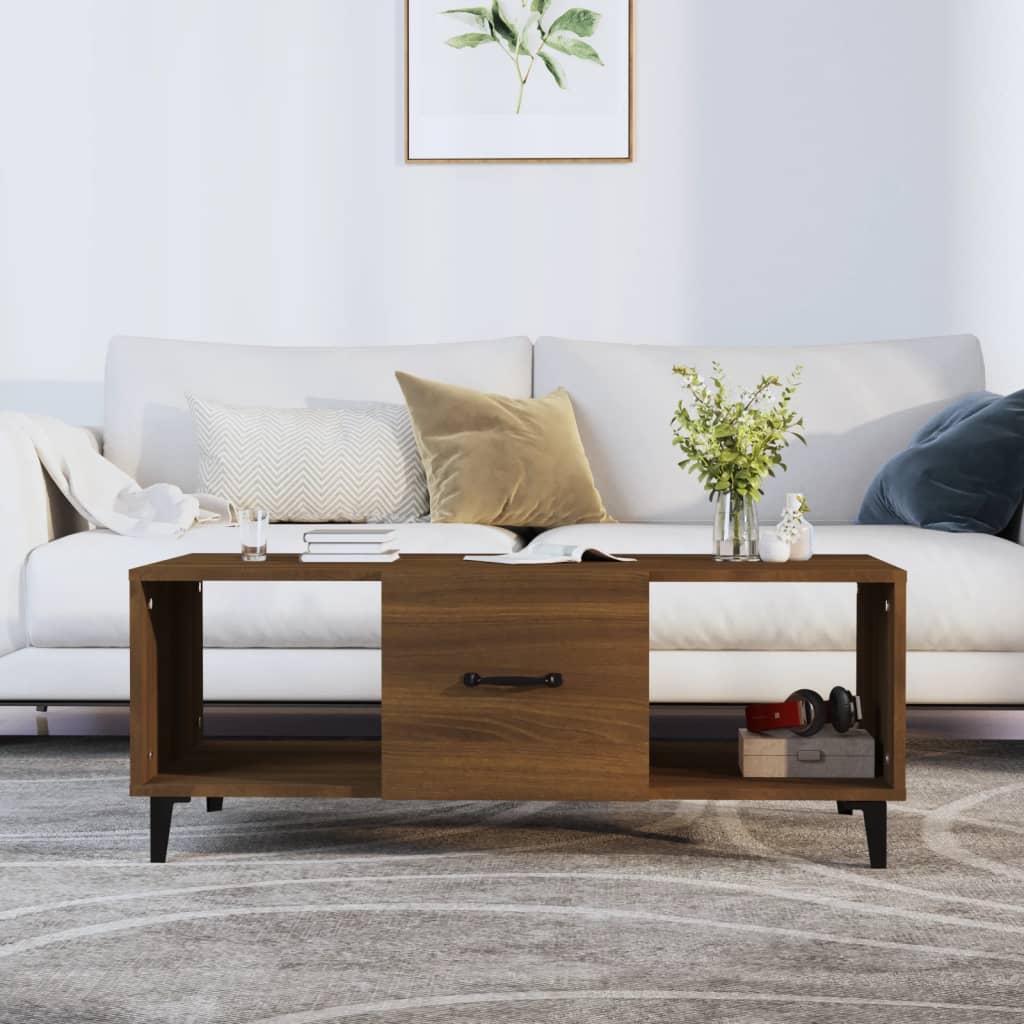 Tavolino da CaffÃ¨ Rovere Marrone 102x50x40 cm Legno Multistrato