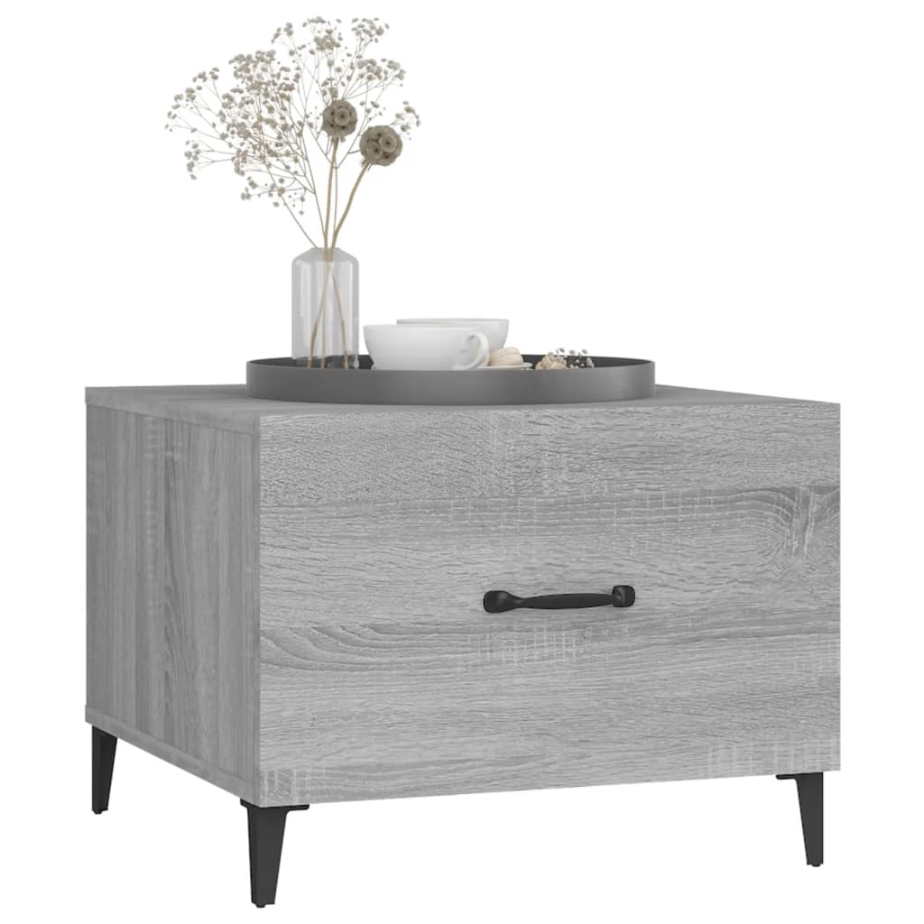 Tavolini Salotto Gambe in Metallo 2pz Grigio Sonoma 50x50x40 cm