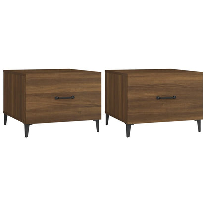 Tavolini Salotto Gambe in Metallo 2pz Rovere Marrone 50x50x40cm